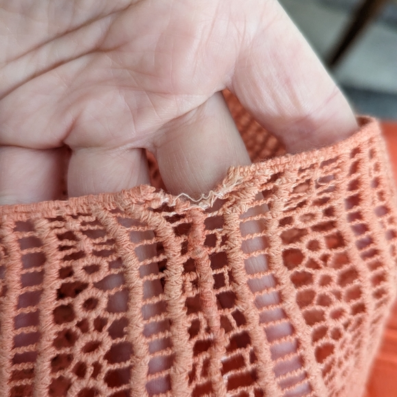 Anthropologie - Traffic People - Chiffon Peach Sherbet Crochet Trim Dress - Picture 4 of 4